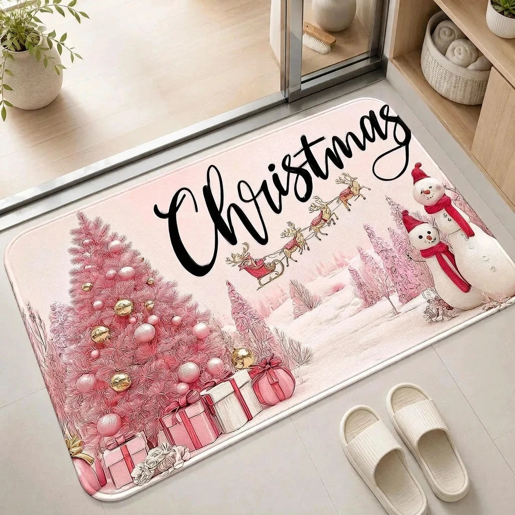 Weihnachtlicher Dackel-Schlitten Schnee Blau Nacht Szene waschbarer Bodenteppich für Haustierliebhaber 2