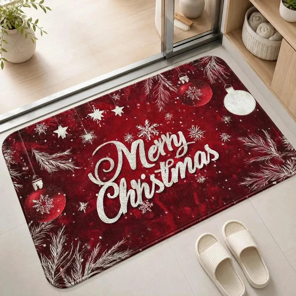 Weihnachtlicher Dackel-Schlitten Schnee Blau Nacht Szene waschbarer Bodenteppich für Haustierliebhaber 4