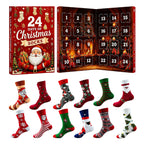 Weihnachts-Adventskalender 2026 mit 24 Paar festlichen Wärmesocken für Damen und Herren 2