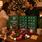 Weihnachts-Adventskalender 2026 mit 24 Paar festlichen Wärmesocken für Damen und Herren 4