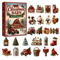 Weihnachts-Adventskalender mit 24 glitzernden Acryl-Ornamenten in Bauernhof-Tierdesigns zum Aufhängen