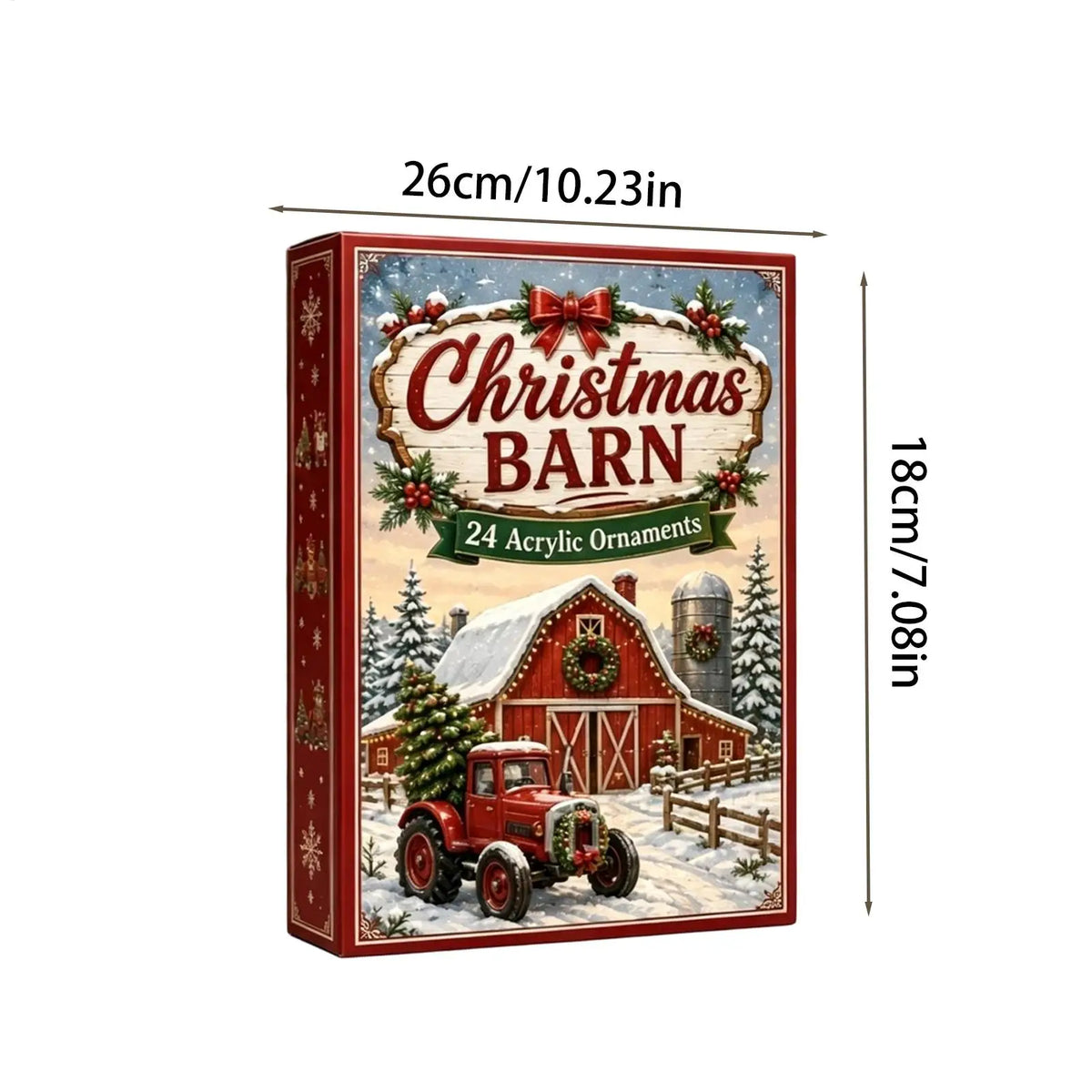 Weihnachts-Adventskalender mit 24 glitzernden Acryl-Ornamenten in Bauernhof-Tierdesigns zum Aufhängen 5
