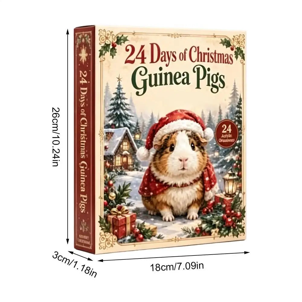 Weihnachts-Adventskalender mit 24 niedlichen 2D Acryl-Meerschweinchen-Ornamenten für festliche Dekoration 7