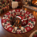 Weihnachts-Dackel Rundes Teppich mit festlichem Design in Kristallsamtvelours