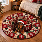Weihnachts-Dackel Rundes Teppich mit festlichem Design in Kristallsamtvelours 2