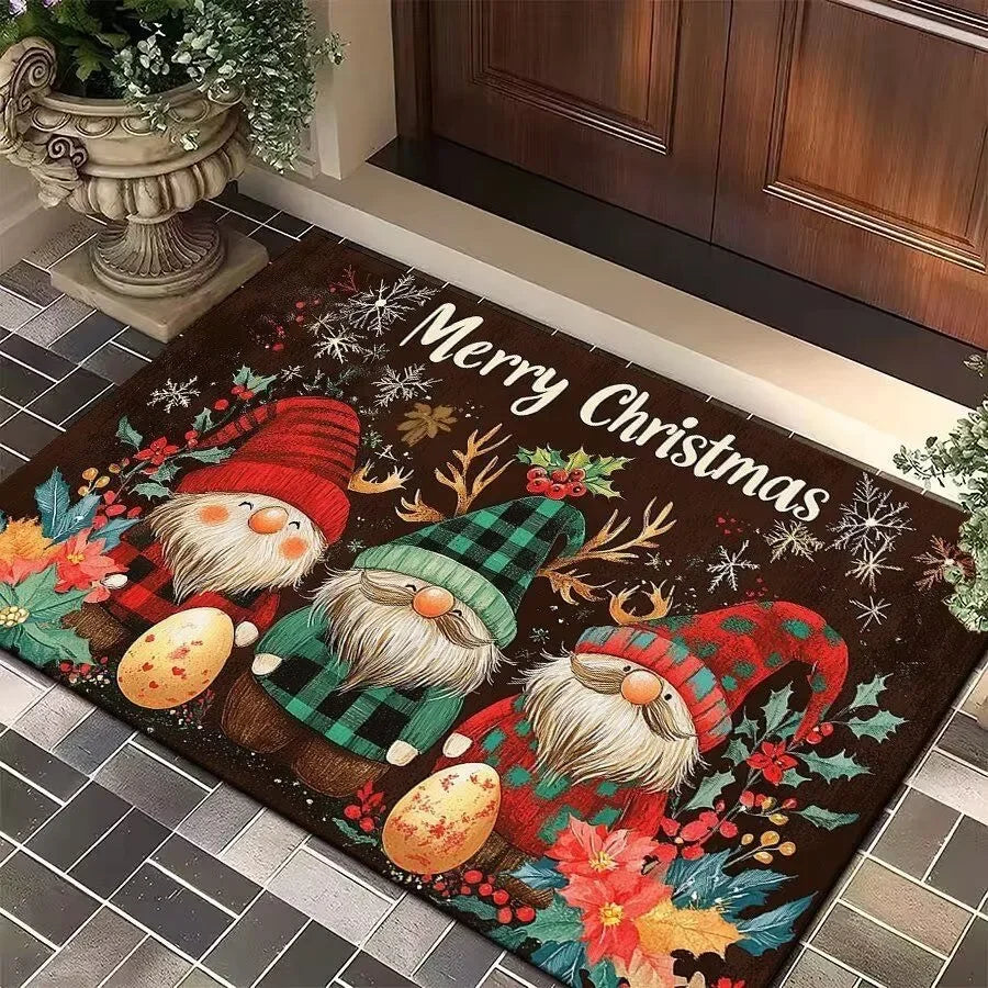 Weihnachts-Eingangsmatte mit Weihnachtsmann, Elch und Tannenbaum, rutschfeste Unterseite 6