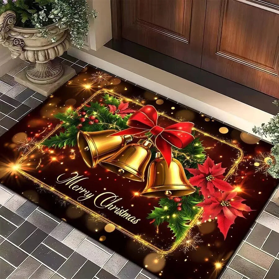 Weihnachts-Eingangsmatte mit Weihnachtsmann, Elch und Tannenbaum, rutschfeste Unterseite 7