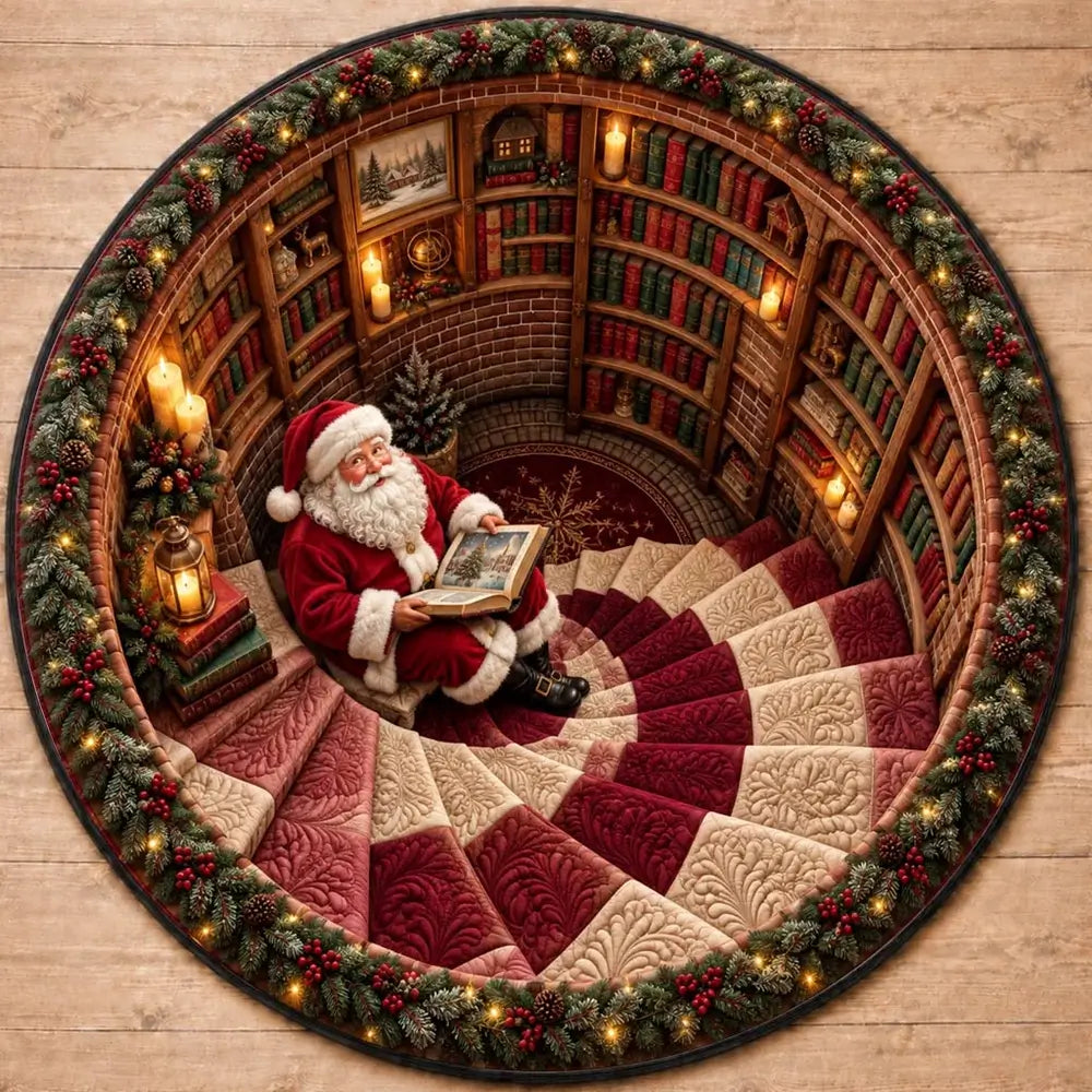 Weihnachts-Nikolaus Rundes Teppich mit Buch-Design in festlichen Farben