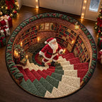 Weihnachts-Nikolaus Rundes Teppich mit Kerze, Festliche Dekoration für Wohnzimmer 2