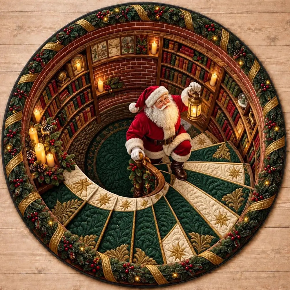 Weihnachts-Nikolaus Rundes Teppich mit Lampen-Design, Festliche Dekoration
