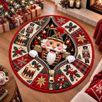 Weihnachts-Nussknacker Rundes Teppich mit festlichem Design in Kristallsamtvelours