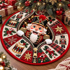 Weihnachts-Nussknacker Rundes Teppich mit festlichem Design in Kristallsamtvelours 2