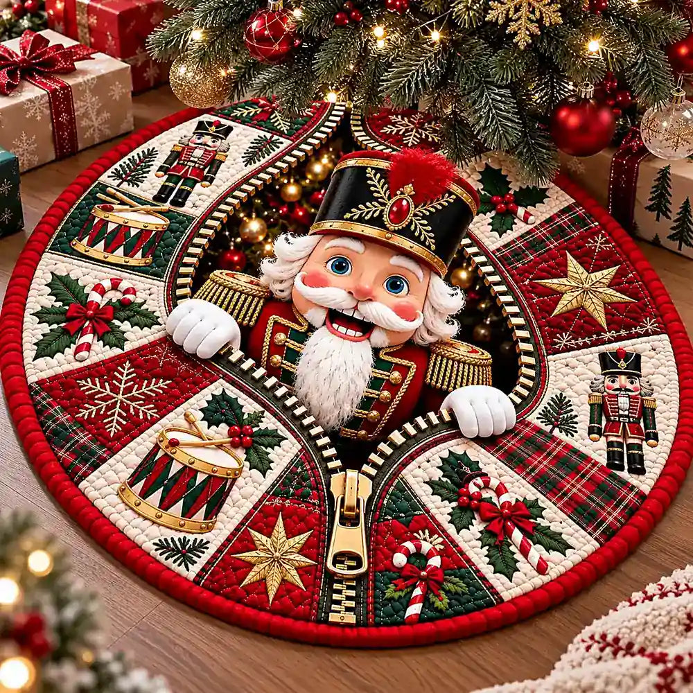 Weihnachts-Nussknacker Rundes Teppich mit festlichem Design in Kristallsamtvelours 2