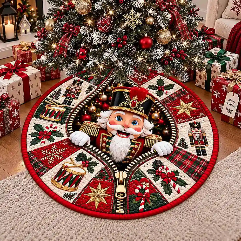 Weihnachts-Nussknacker Rundes Teppich mit festlichem Design in Kristallsamtvelours 3