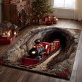 Weihnachts-Portal 3D Illusions-Teppich mit festlichem Tunnelritt-Design in Kristallsamtvelours