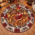 Weihnachts-Weihnachtsmann runder Teppich mit festlichem Design in Samtoptik