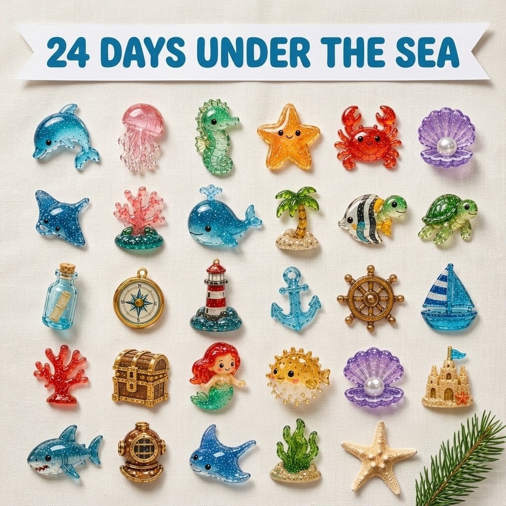 Ozeanwunder Adventskalender 2026 – 24 Acryl-Meerestierornamente