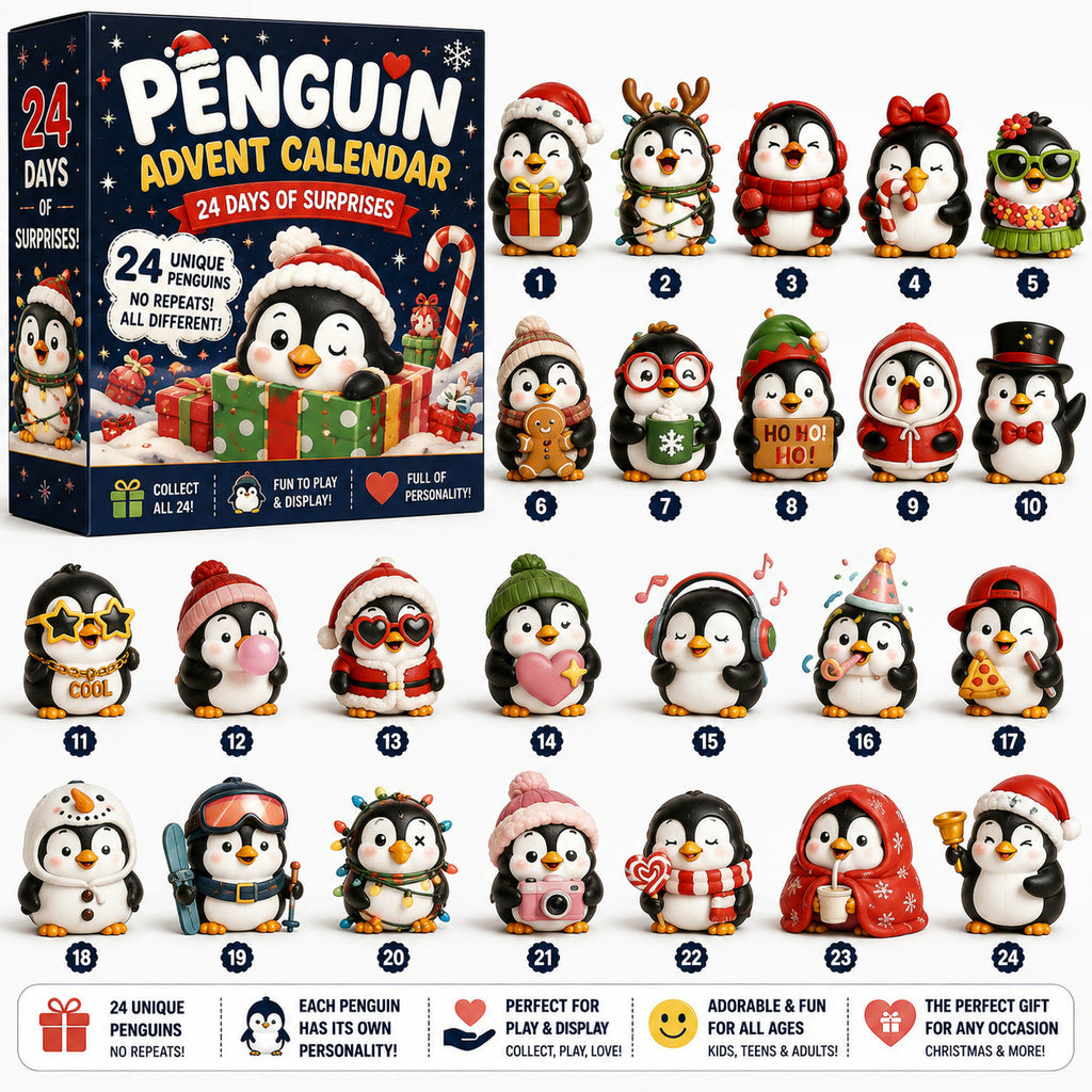 Pinguin Adventskalender 2026 – 24 Einzigartige Pinguinfiguren