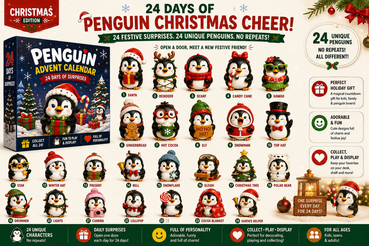 Pinguin Adventskalender 2026 – 24 Einzigartige Pinguinfiguren