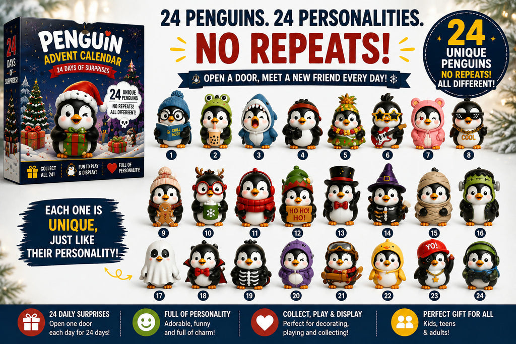 Pinguin Adventskalender 2026 – 24 Einzigartige Pinguinfiguren