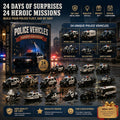 Polizeifahrzeuge-Adventskalender 2026 - 24 Acryl-Polizeiauto-Ornamente