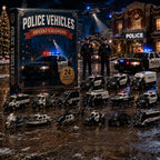 Polizeifahrzeuge-Adventskalender 2026 - 24 Acryl-Polizeiauto-Ornamente