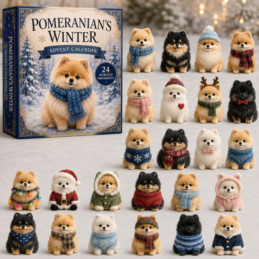 Pomeranian Adventskalender 2026 - 24 Pomeranian Weihnachtsanhänger