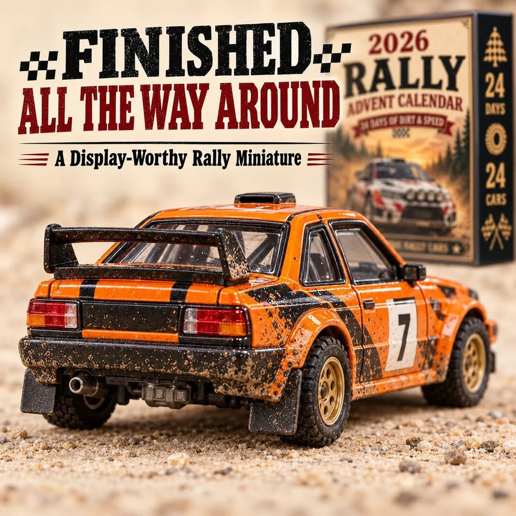 Rallye-Adventskalender 2026 - 24 einzigartige Miniatur-Rallyeautos
