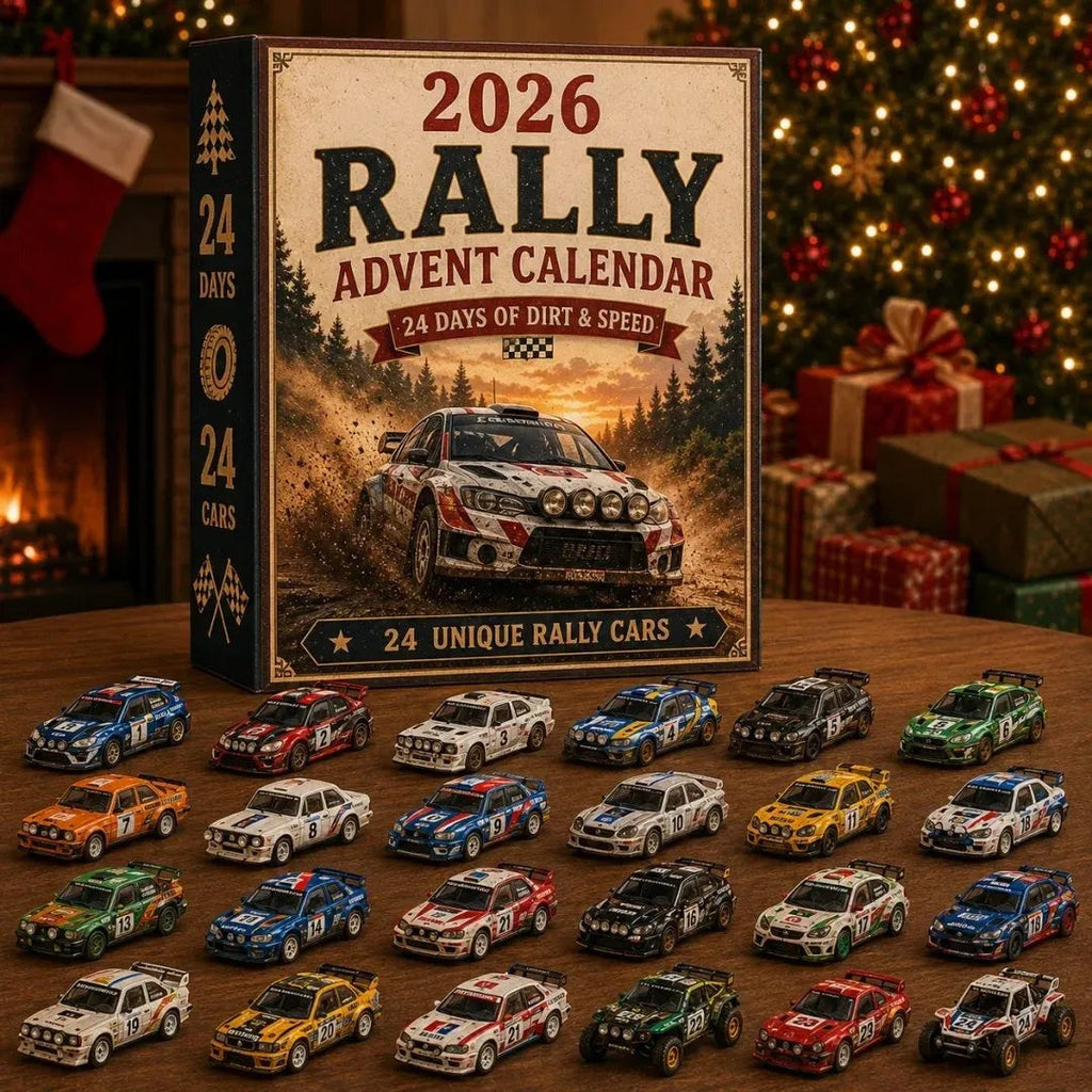 Rallye-Adventskalender 2026 - 24 einzigartige Miniatur-Rallyeautos