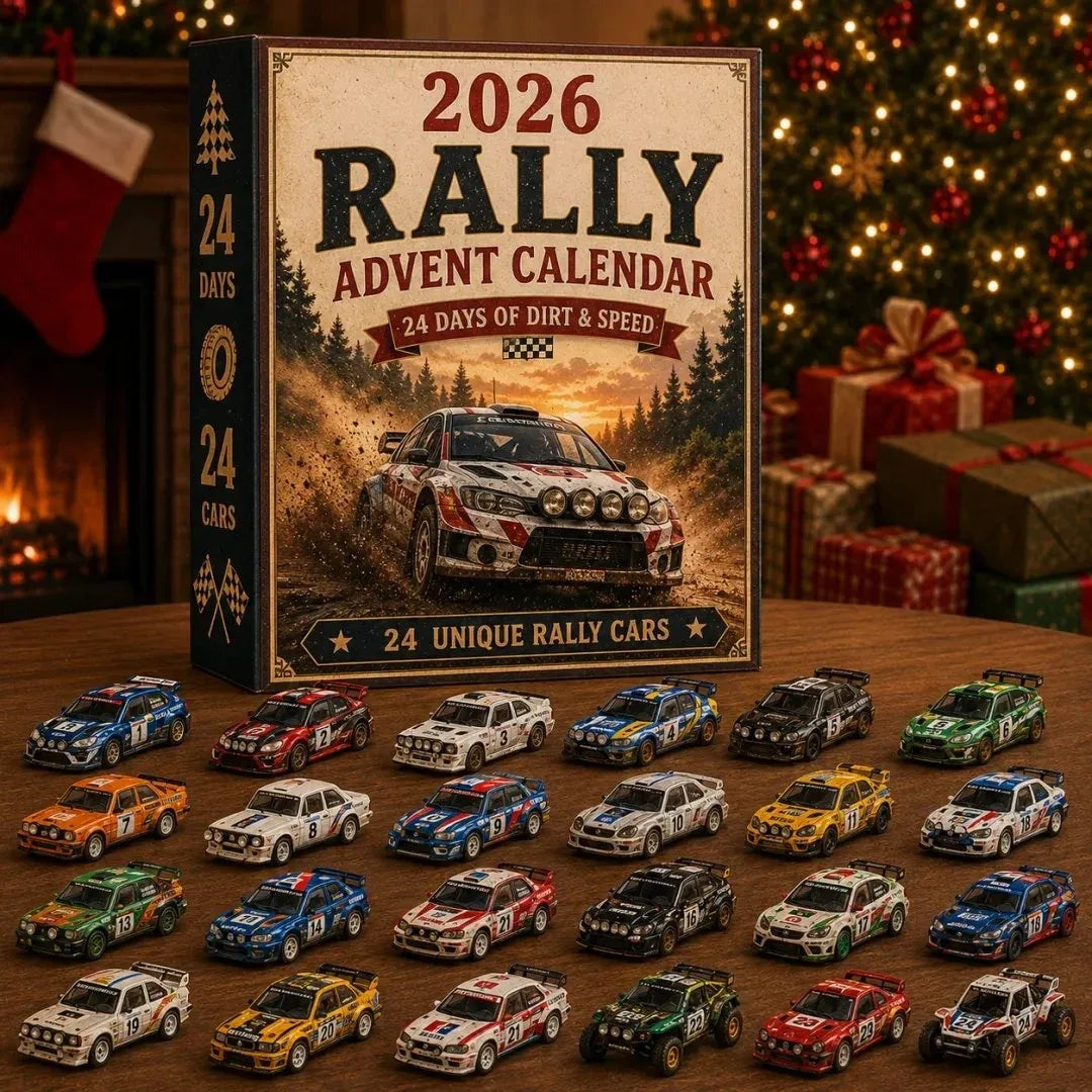 Rallye-Adventskalender 2026 - 24 einzigartige Miniatur-Rallyeautos