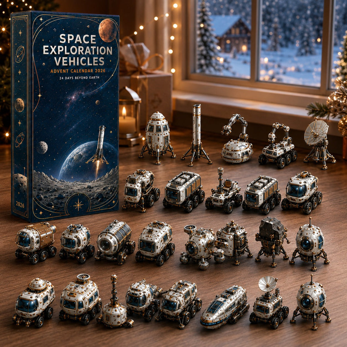 Raumfahrt-Adventskalender 2026 - 24 Miniatur-Raketen und Rover