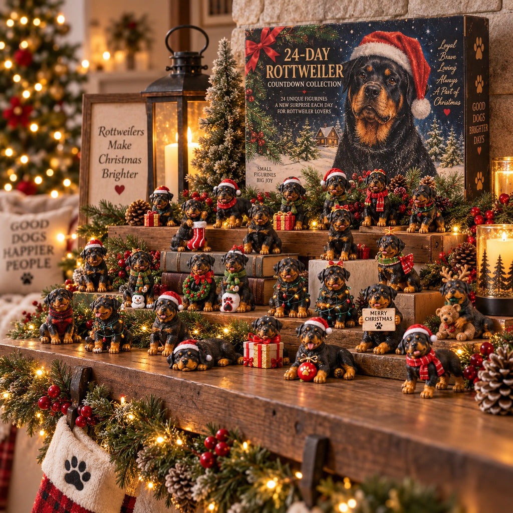 Rottweiler Adventskalender 2026 – 24 Rottweiler-Figuren