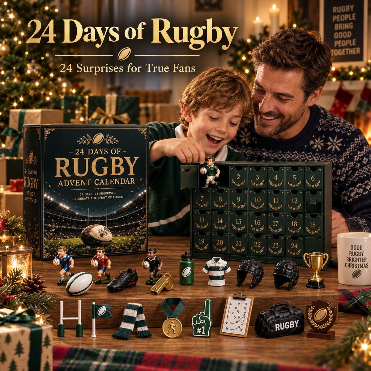 Rugby-Adventskalender 2026 - 24 Rugby-Miniaturen und Überraschungen
