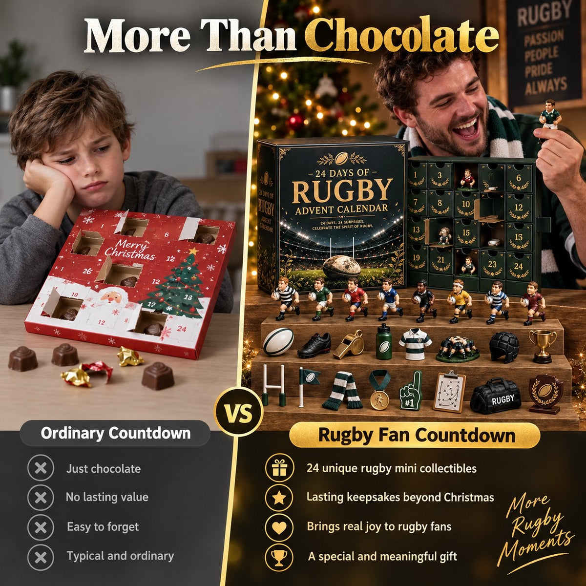 Rugby-Adventskalender 2026 - 24 Rugby-Miniaturen und Überraschungen