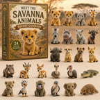 Savannentiere Adventskalender 2026 - 24 Acryl-Savannentieranhänger