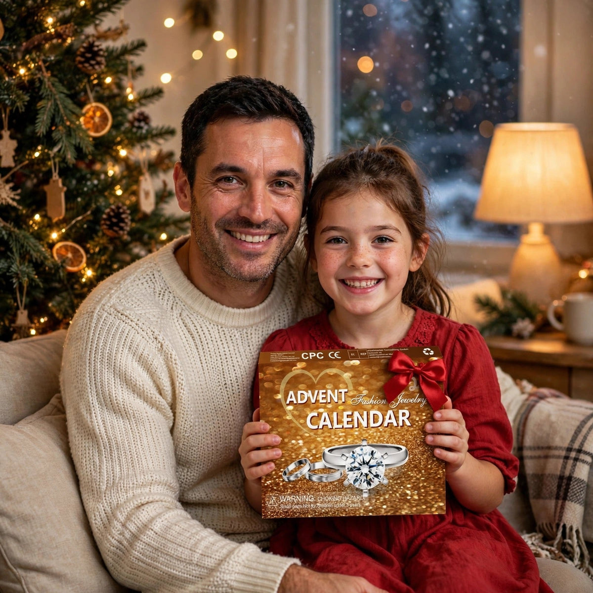 Schmuck-Adventskalender 2026 - 24 goldfarbene Ketten, Ringe und Ohrringe