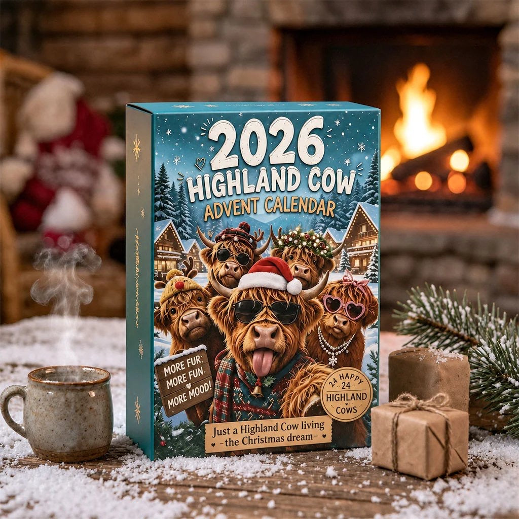 Schottisches Hochlandrind Weihnachts-Adventskalender 2026 - 24 witzige Figuren