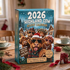 Schottisches Hochlandrind Weihnachts-Adventskalender 2026 - 24 witzige Figuren