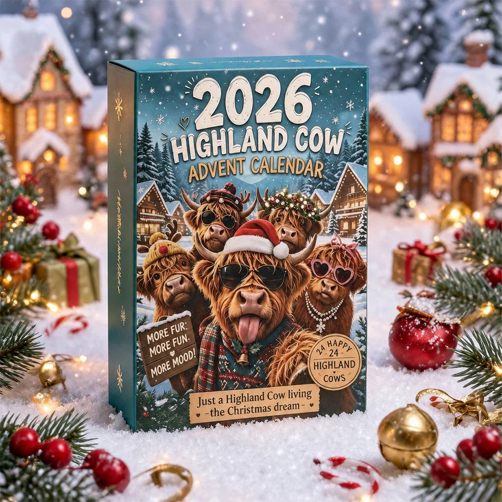 Schottisches Hochlandrind Weihnachts-Adventskalender 2026 - 24 witzige Figuren