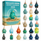 Seeglas-Gnom-Adventskalender 2026 - 24 Gnom-Anhänger aus Seeglas