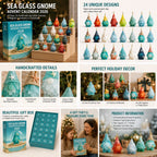 Seeglas-Gnom-Adventskalender 2026 - 24 Gnom-Anhänger aus Seeglas