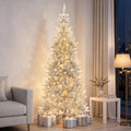 Silberner Lametta-Weihnachtsbaum 1,8 m – Schlank mit 300 LED-Lichtern