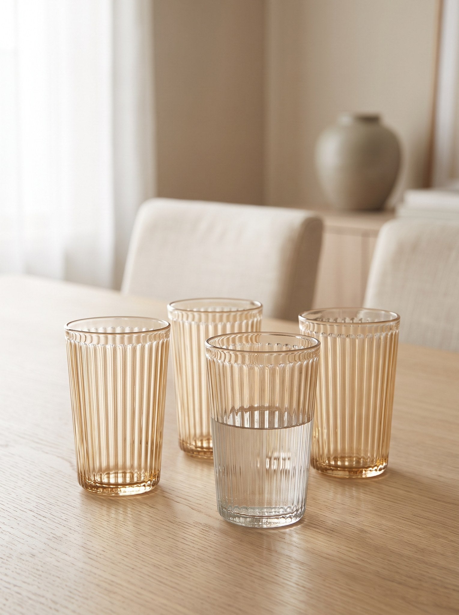 Trinkgläser mit Rillenrelief - Produktansicht