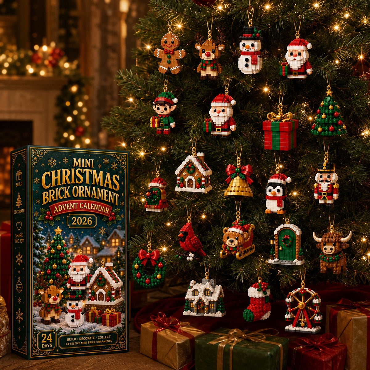Weihnachts-Bausteine-Adventskalender 2026 - 24 Mini-Bausteinornamente