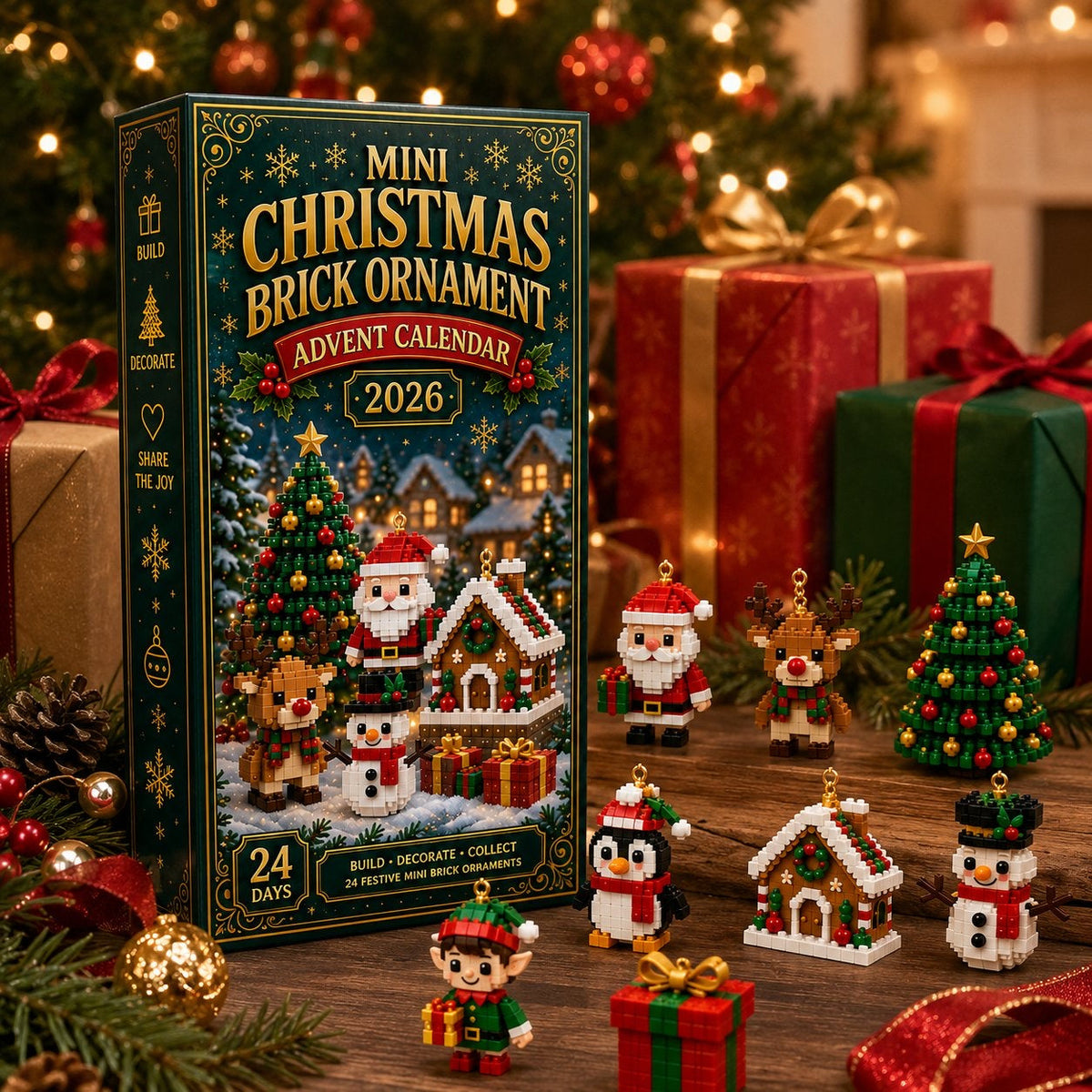 Weihnachts-Bausteine-Adventskalender 2026 - 24 Mini-Bausteinornamente