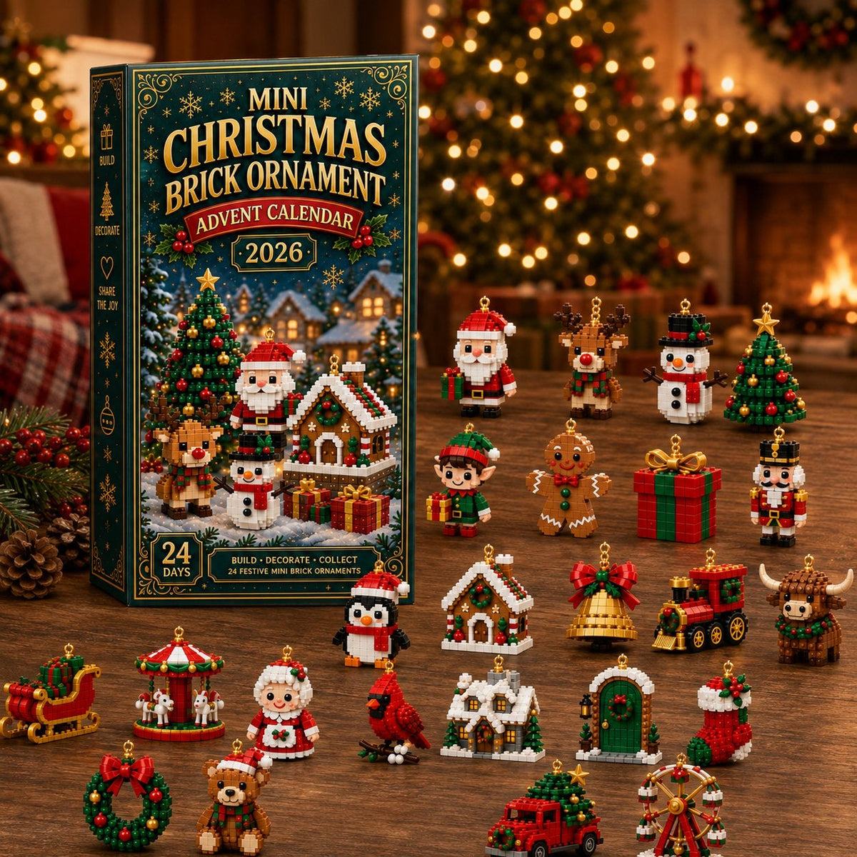 Weihnachts-Bausteine-Adventskalender 2026 - 24 Mini-Bausteinornamente