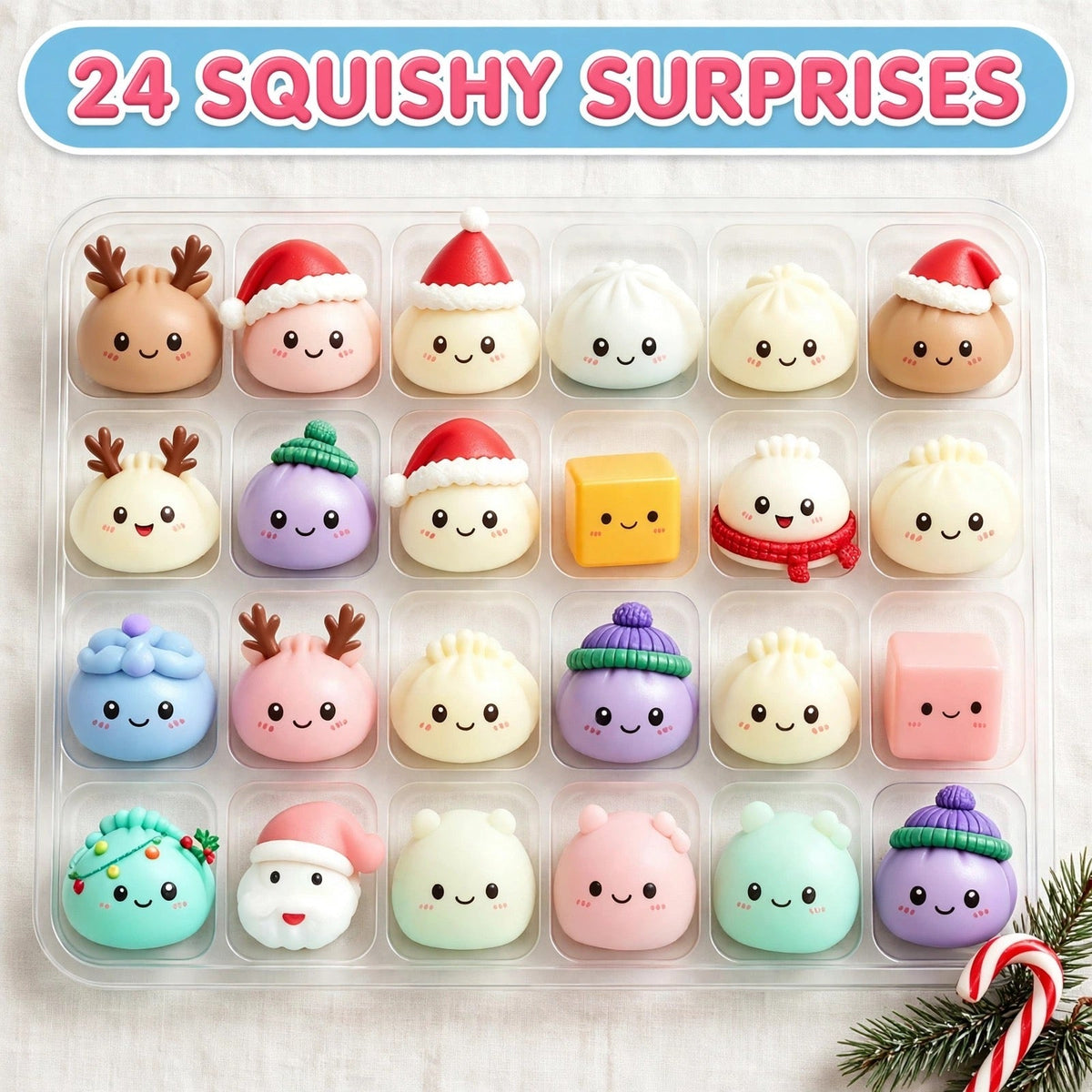 Weihnachts-Dumpling-Squishy-Adventskalender 2026 - 24 Slow-Rise-Squishies
