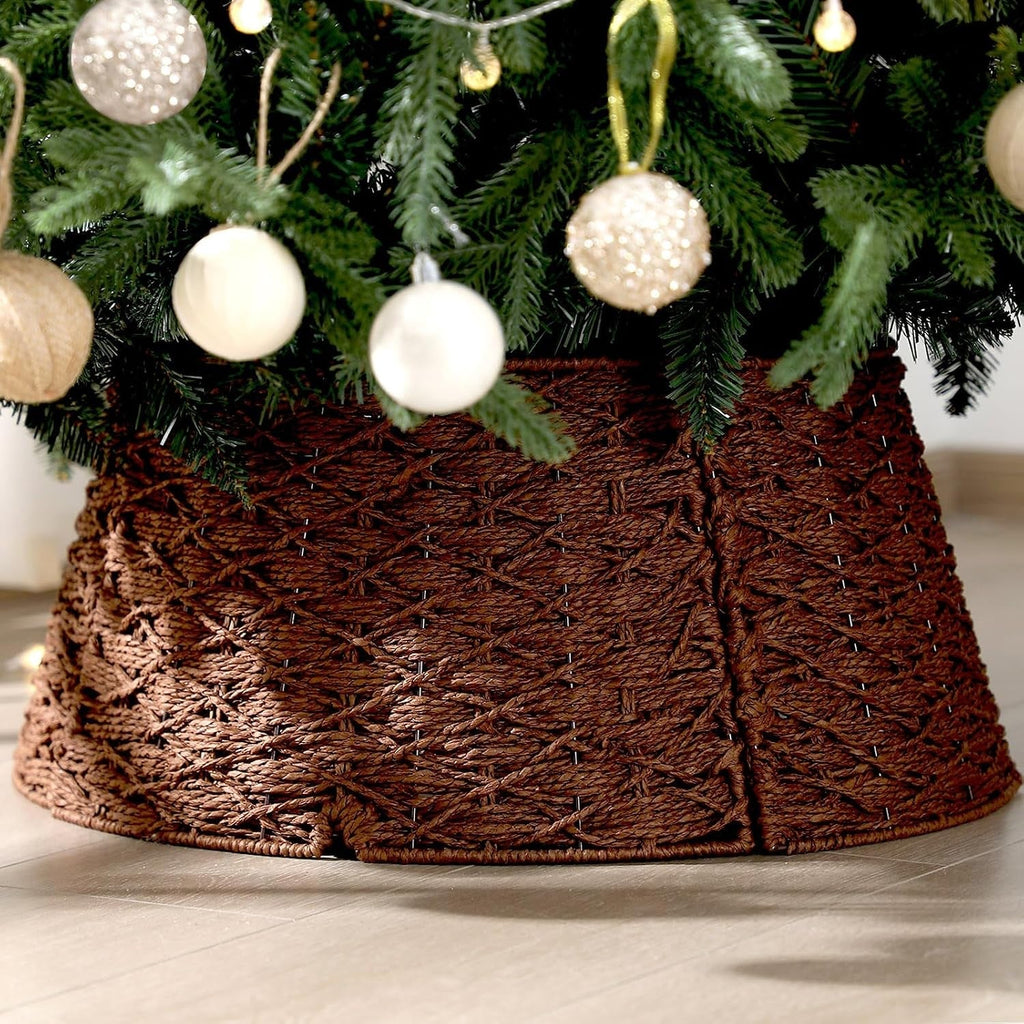 Weihnachtsbaumkragen aus geflochtenem Rattan - Rattan-Weihnachtsbaumfuss-Abdeckung