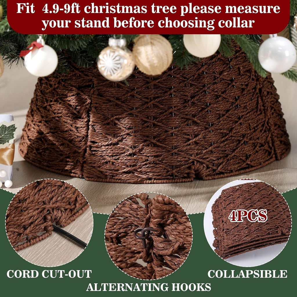 Weihnachtsbaumkragen aus geflochtenem Rattan - Rattan-Weihnachtsbaumfuss-Abdeckung