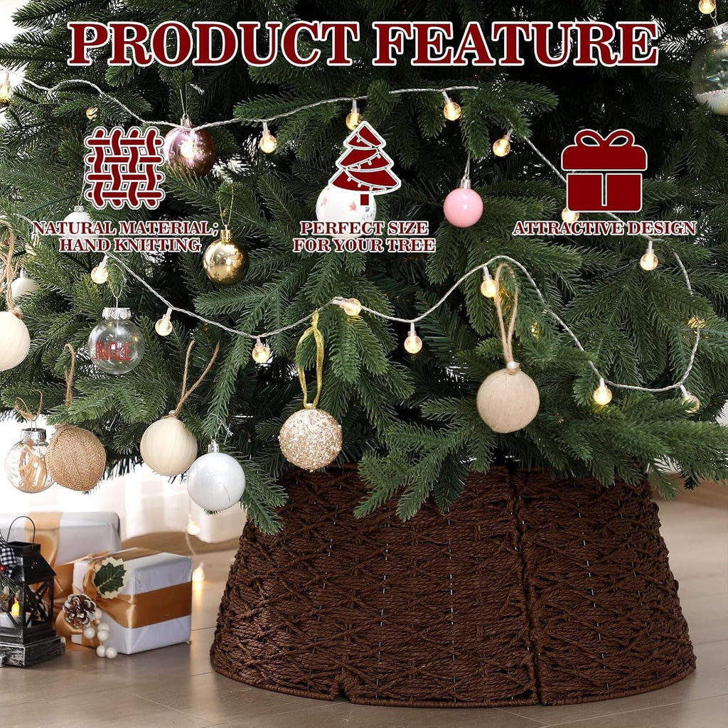 Weihnachtsbaumkragen aus geflochtenem Rattan - Rattan-Weihnachtsbaumfuss-Abdeckung